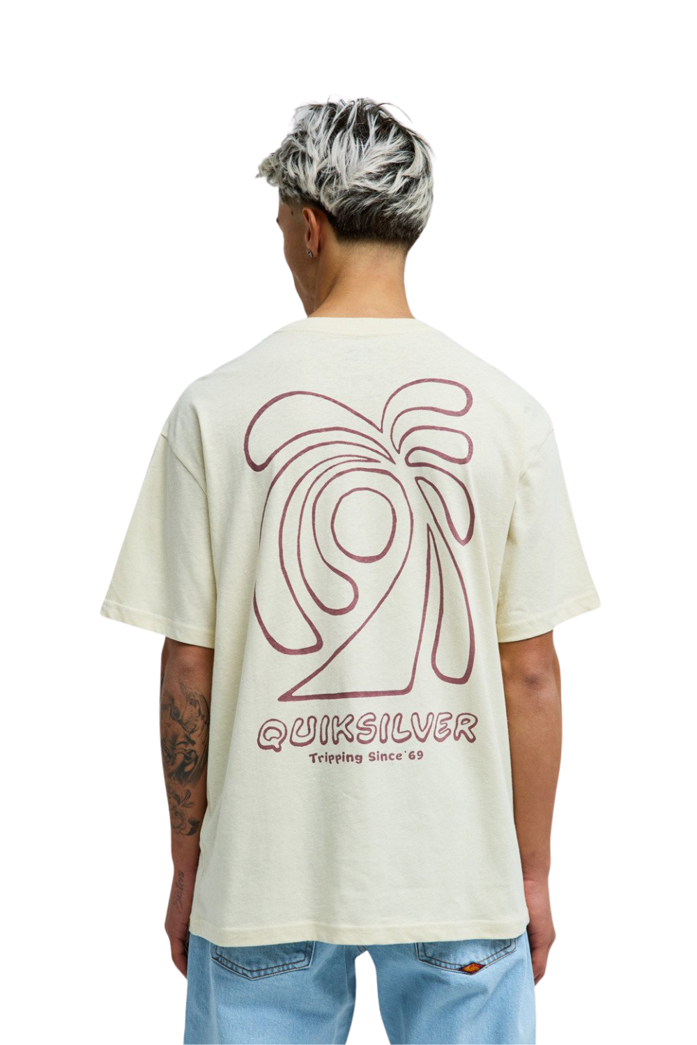 Quiksilver Curve Palm Mens T-Shirt Bone White