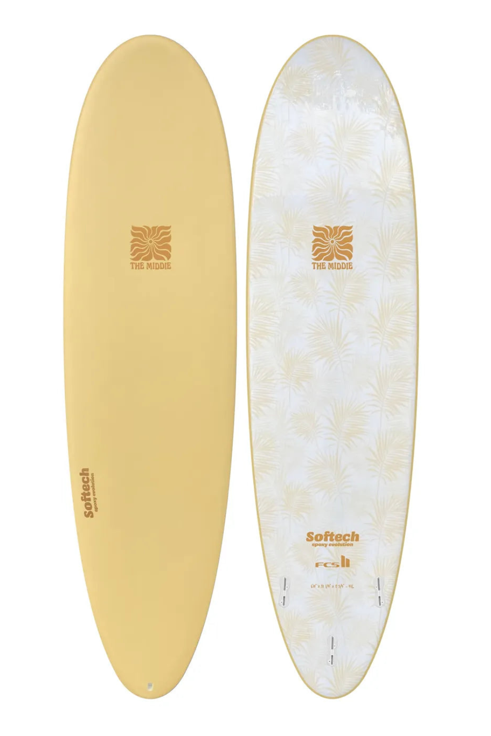 A Softech Middie Soft Surfboard in Butter Palm