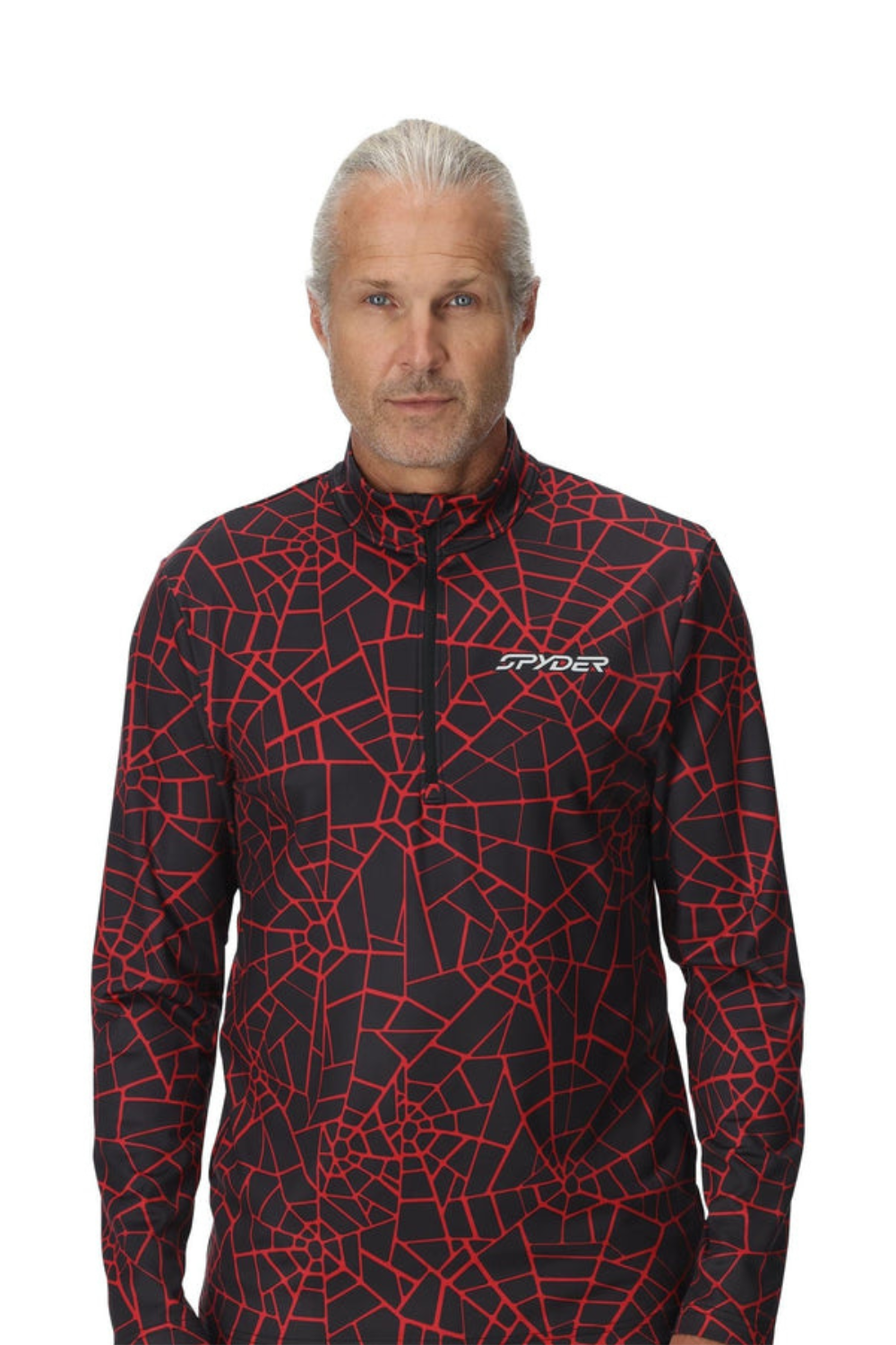 Spyder Mens Podium Half Zip Thermal Base Layer Top Spyder Red