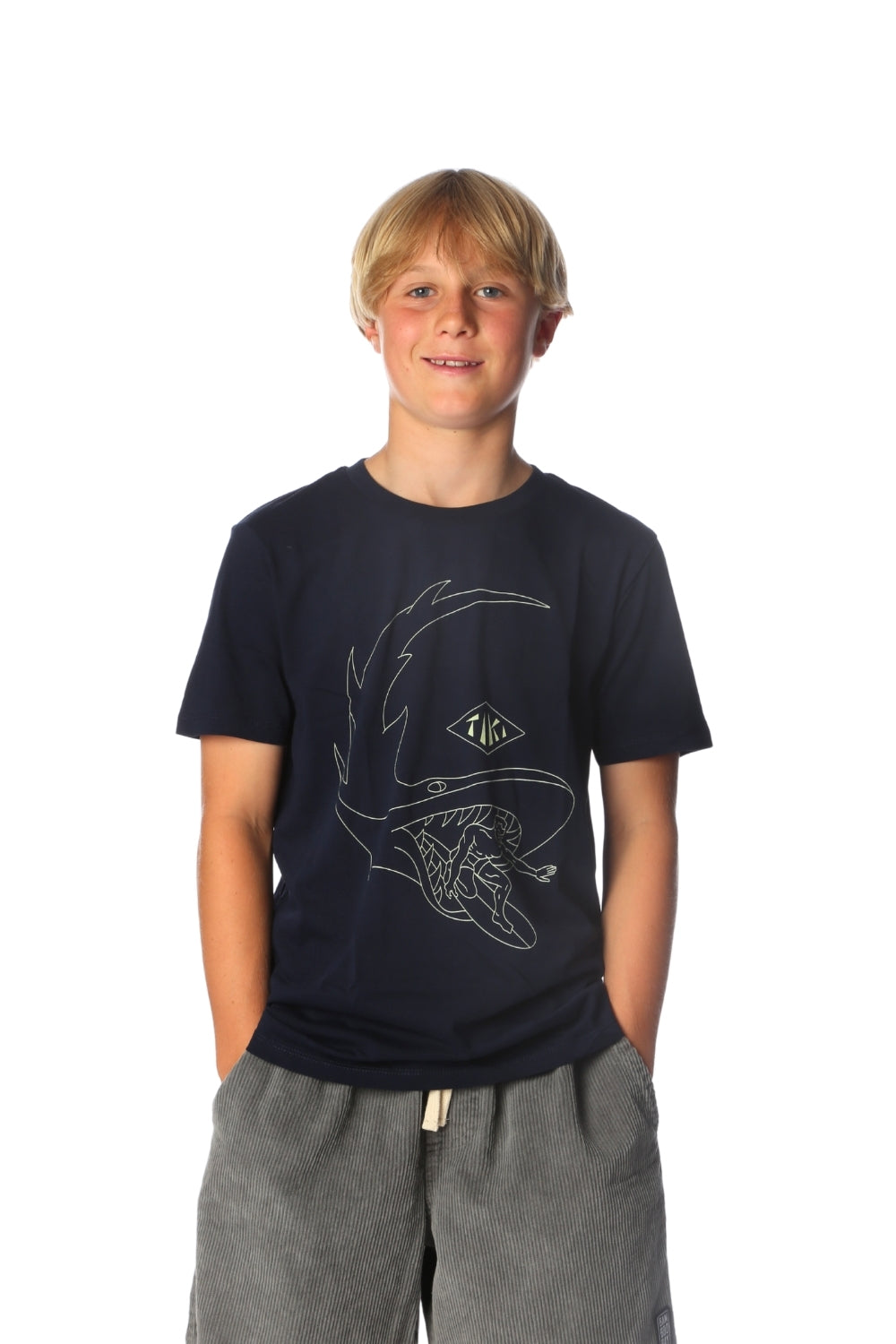 Tiki Shark Mini T Shirt Navy
