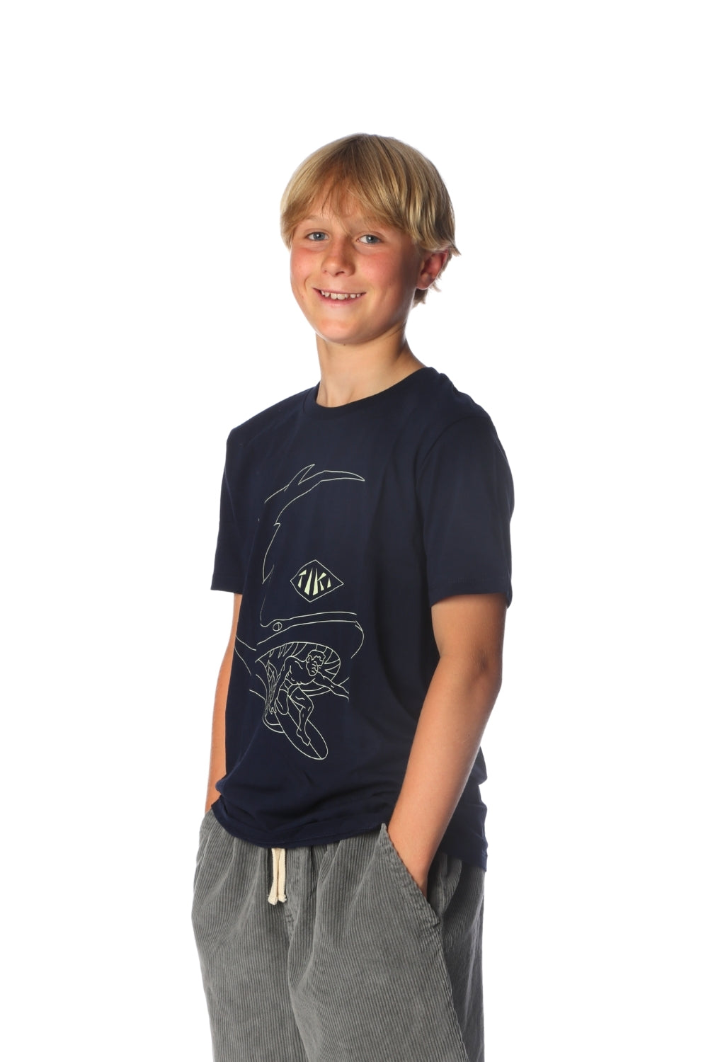 Tiki Shark Mini T Shirt Navy