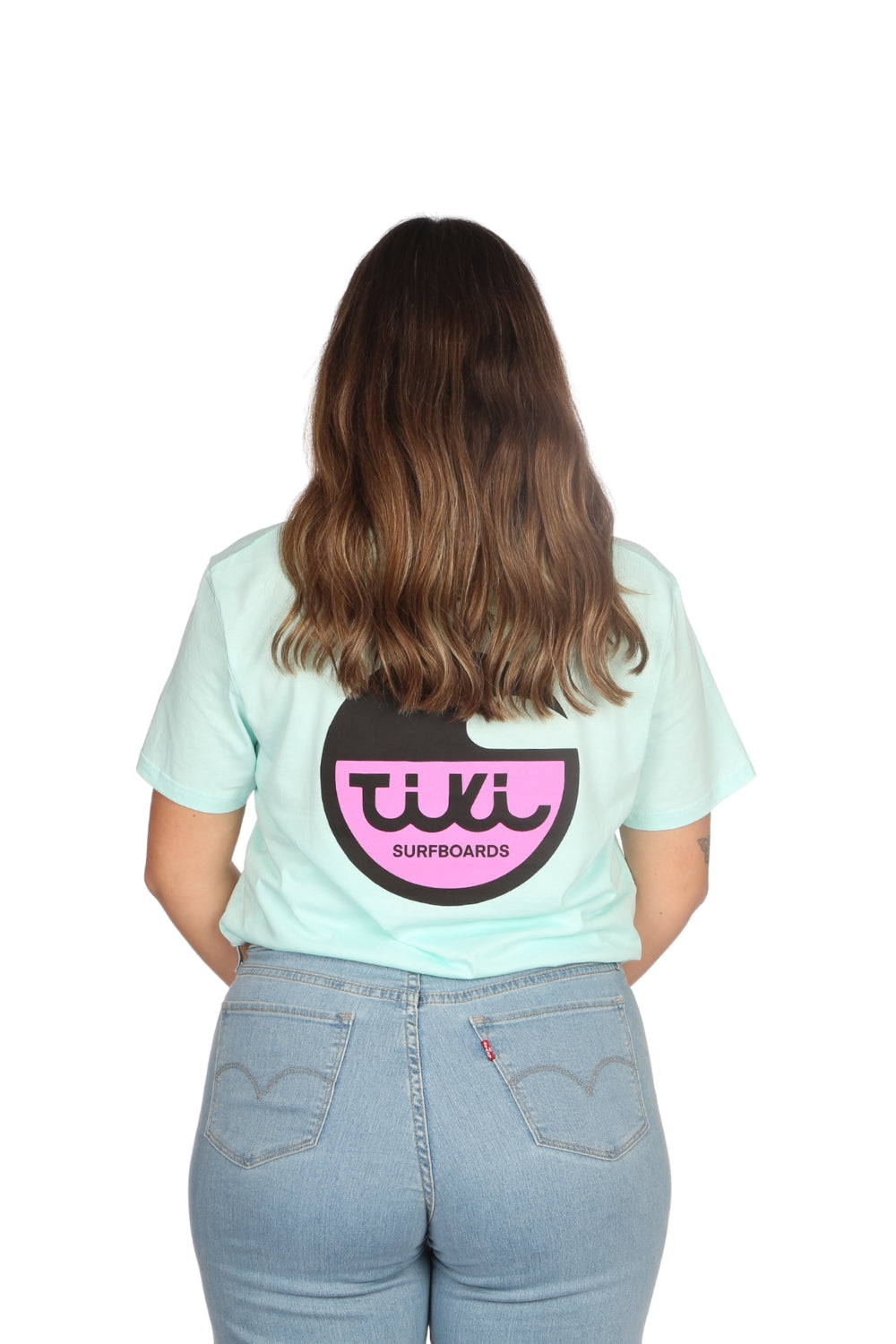 Tiki Surfboard Logo T-Shirt Carribean Blue