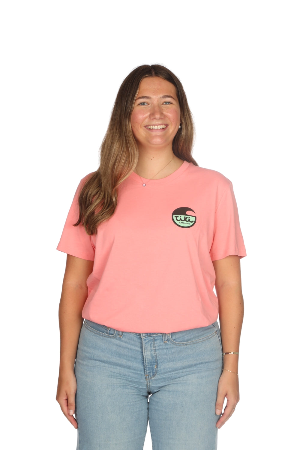 Tiki Surfboard Logo T-Shirt Logo Pink