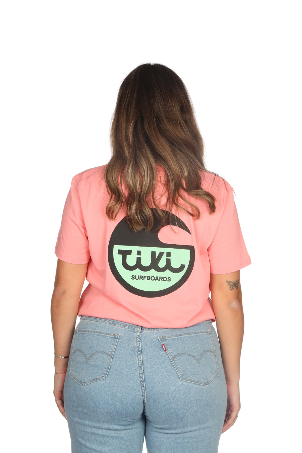 Tiki Surfboard Logo T-Shirt Logo Pink