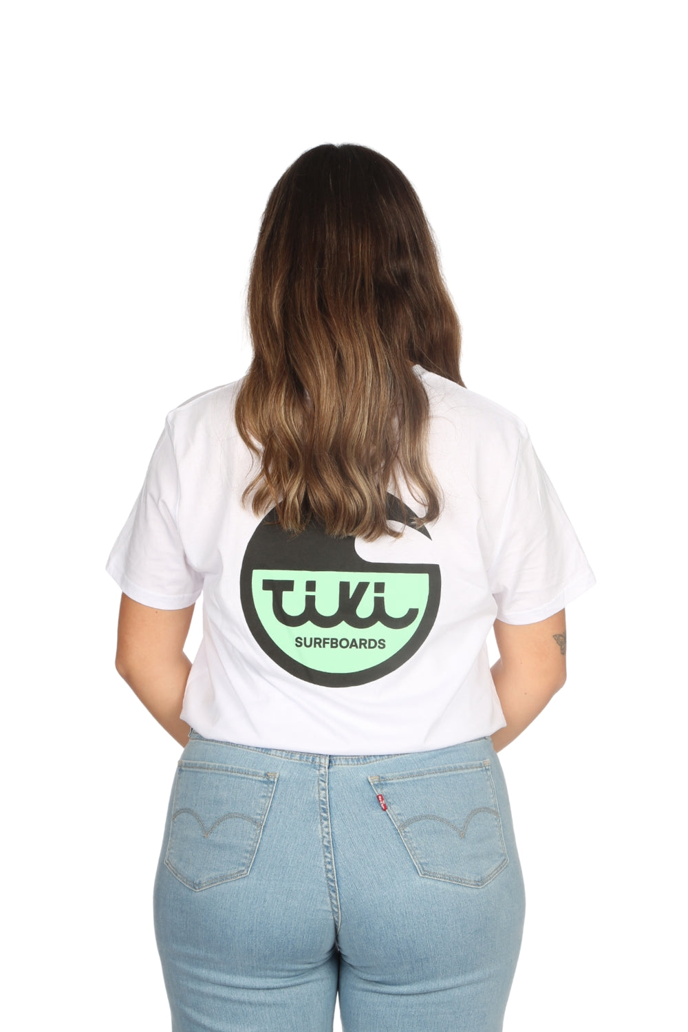 Tiki Surfboard Logo T-Shirt Vintage White