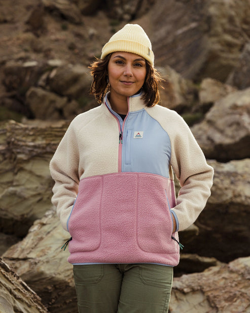 Passenger Home Womens Recycled Sherpa Fleece Oatmeal/Pink Haze