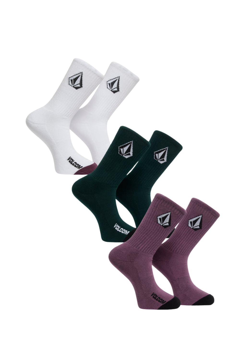 Volcom Full Stone Mix 3 Pack Crew Socks Multi