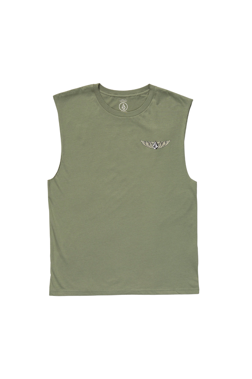 Green sleeveless shirt with a logo on a white background