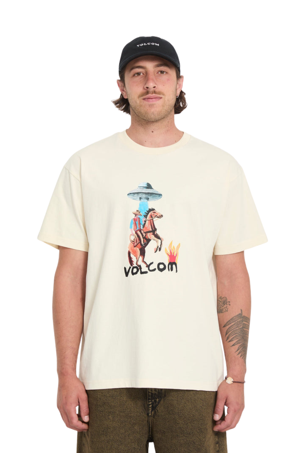 Off White T-Shirt with Volcom print on the front