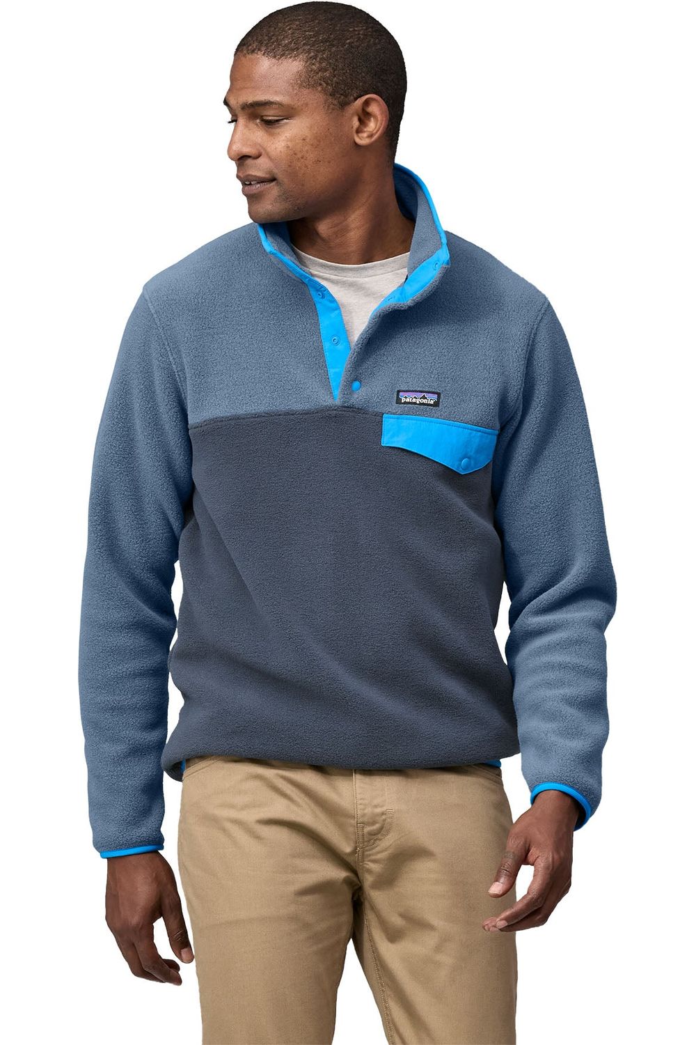 Patagonia Mens Light Weight Synch Snap-T Pullover Smolder Blue