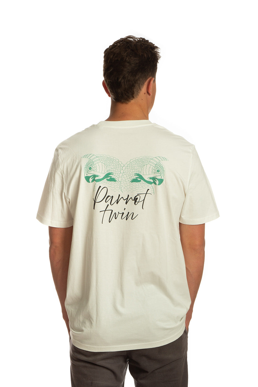 Tiki Twin Parrot Short Sleeve T-Shirt Off White