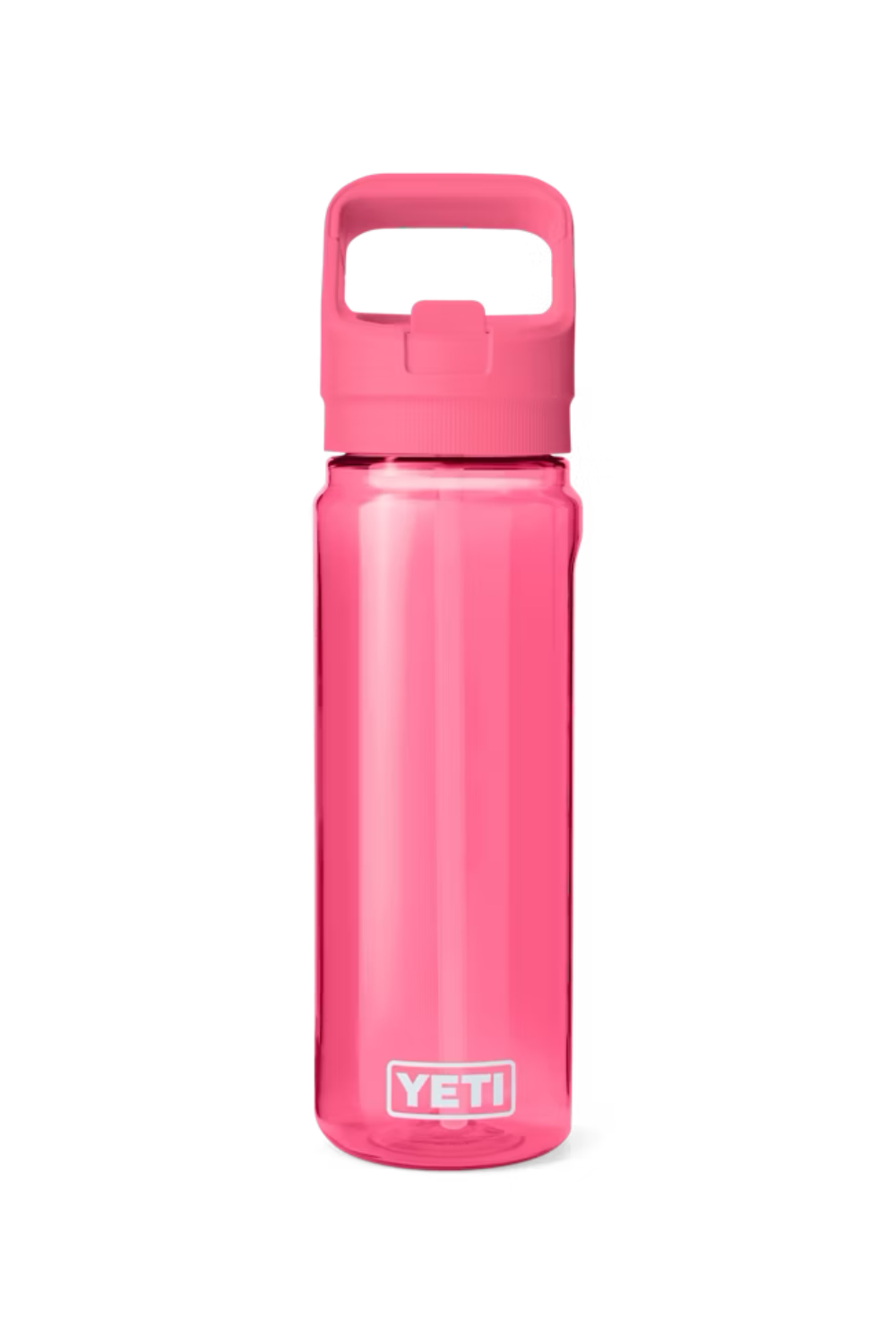 Pink YETI water bottle on a white background