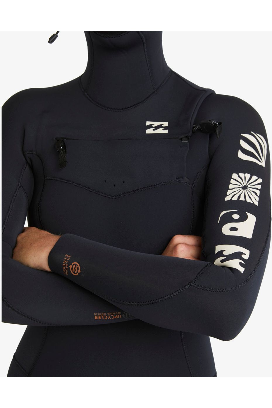 Billabong Womens 5/4 Synergy Natural Chest Zip Hooded Wetsuit Night Fall