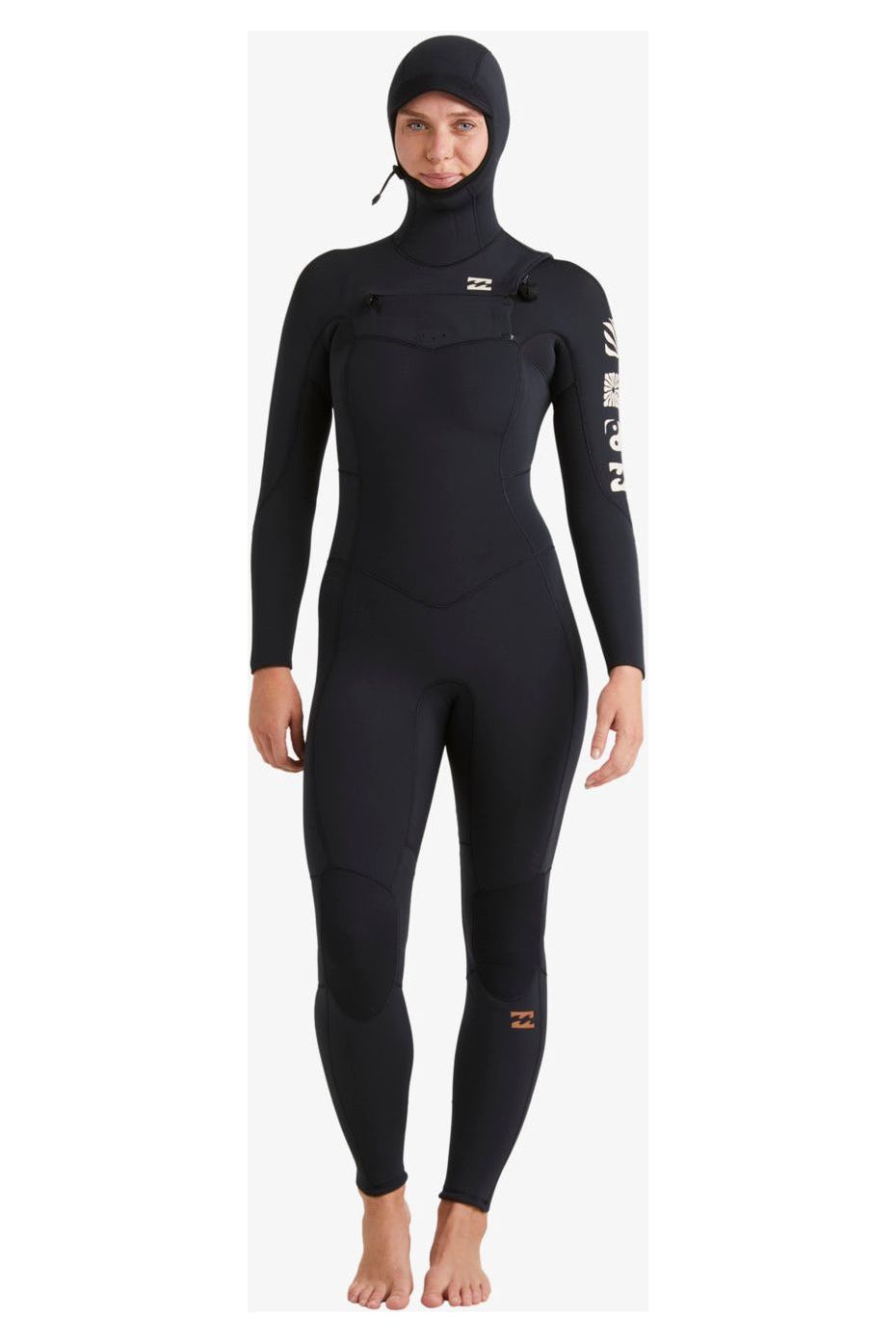 Billabong Womens 5/4 Synergy Natural Chest Zip Hooded Wetsuit Night Fall