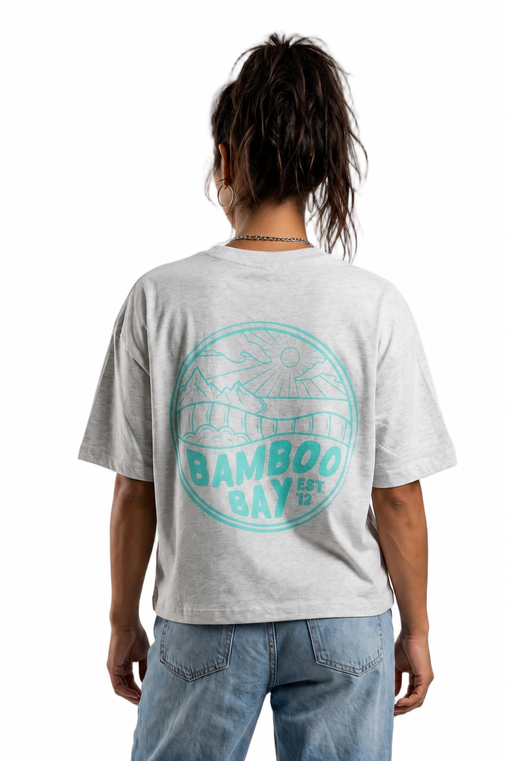 BamBooBay Mountain Badge Womens T-Shirt Cool Heather Grey