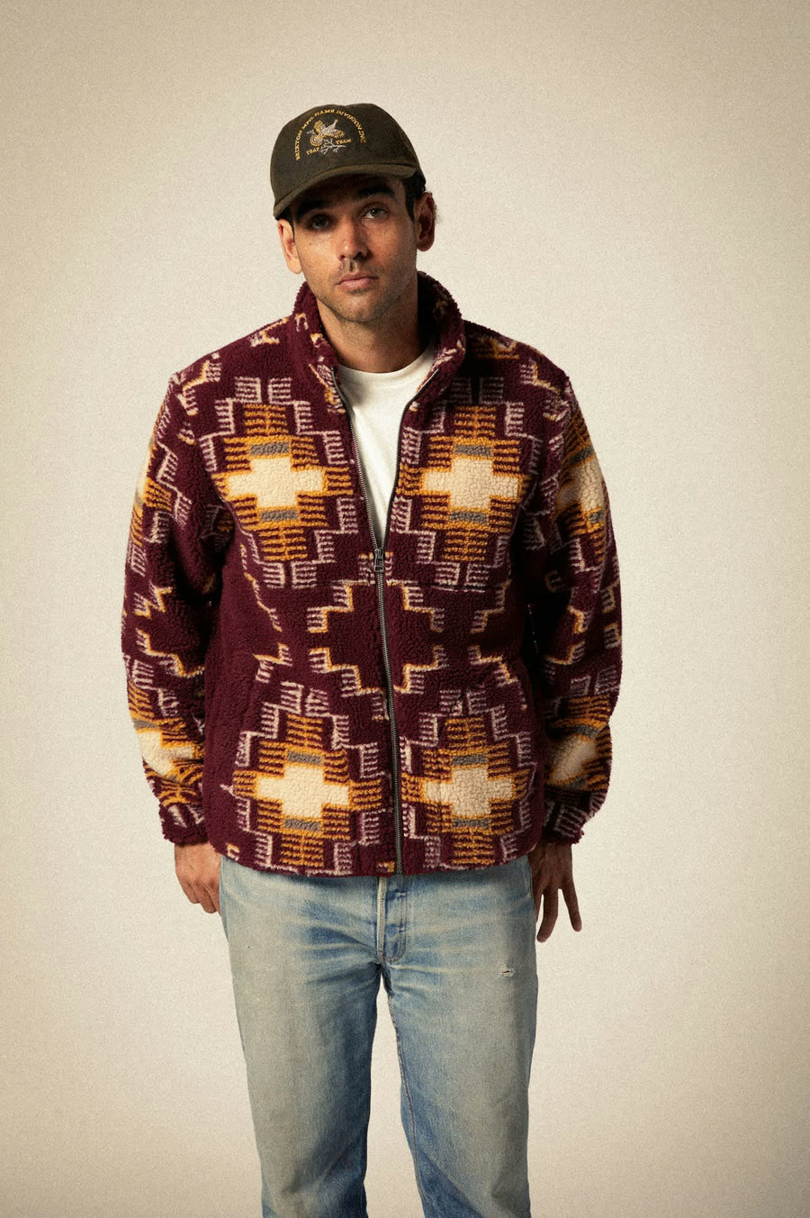 Brixton Arctic Fleece Mock Neck Jacket Light Cabernet