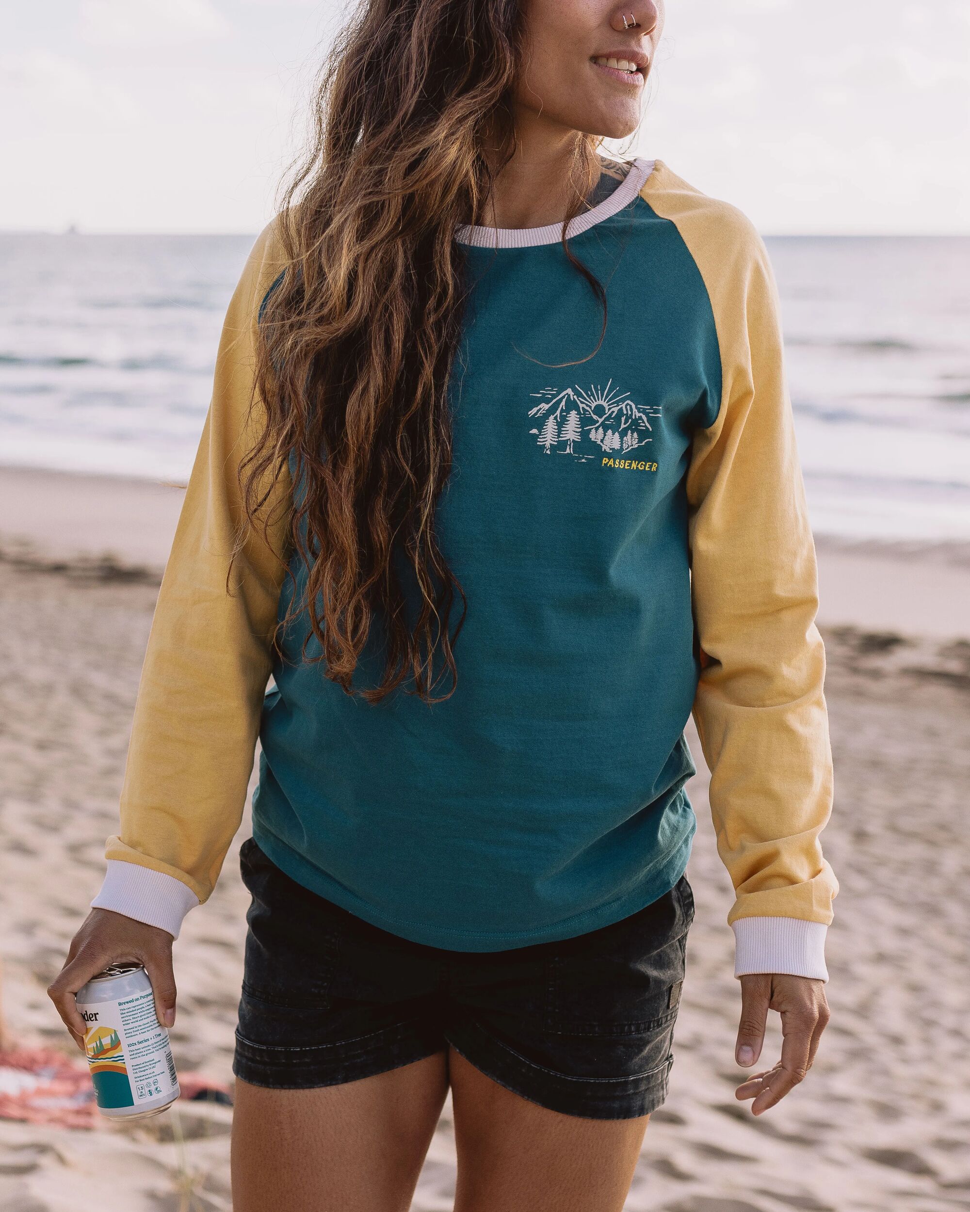 Passenger Riser 2.0 Recycled Cotton Ls T-Shirt Blue Coral