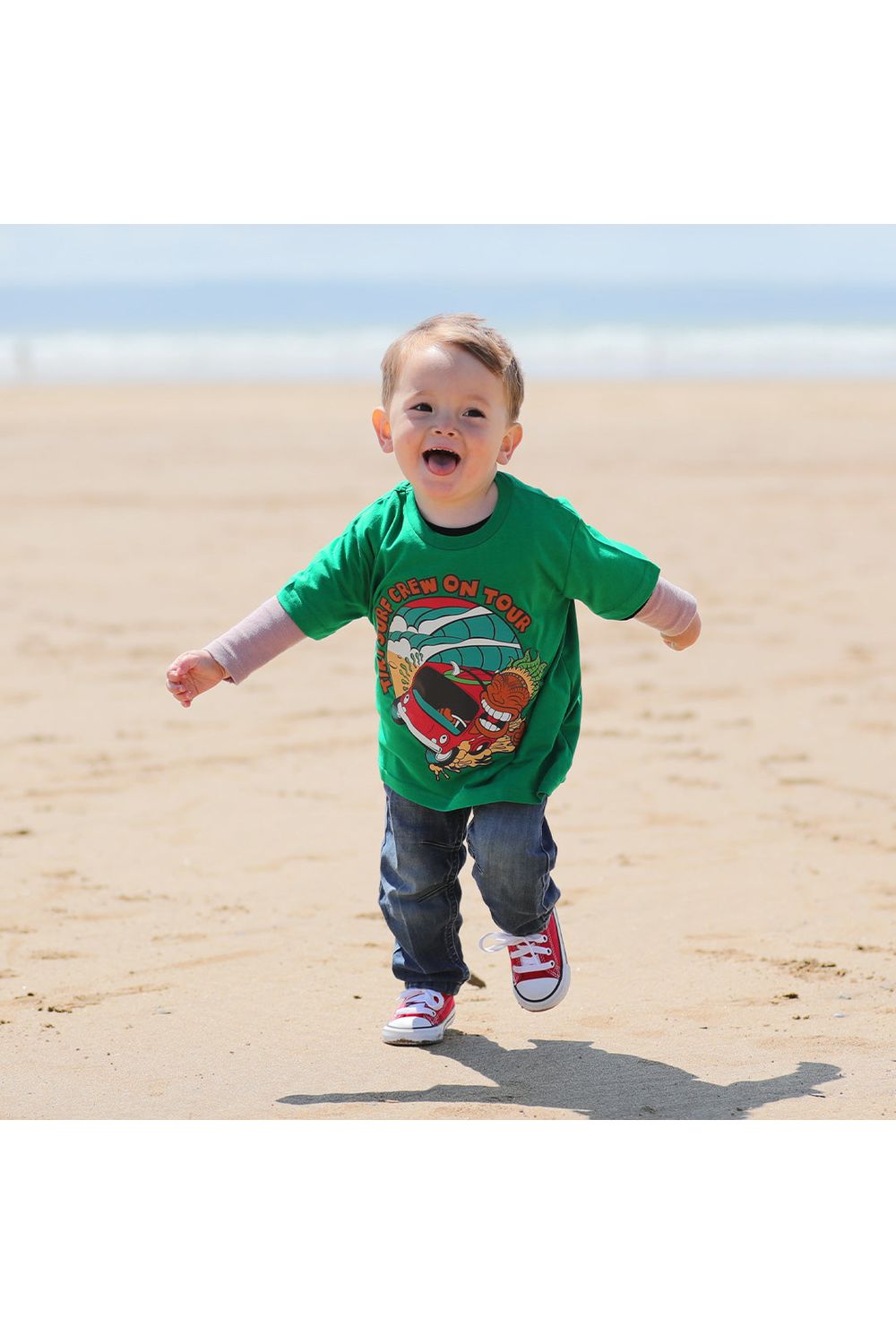 Tiki Crew On Tour Youth Short Sleeve T-Shirt Bottle Green