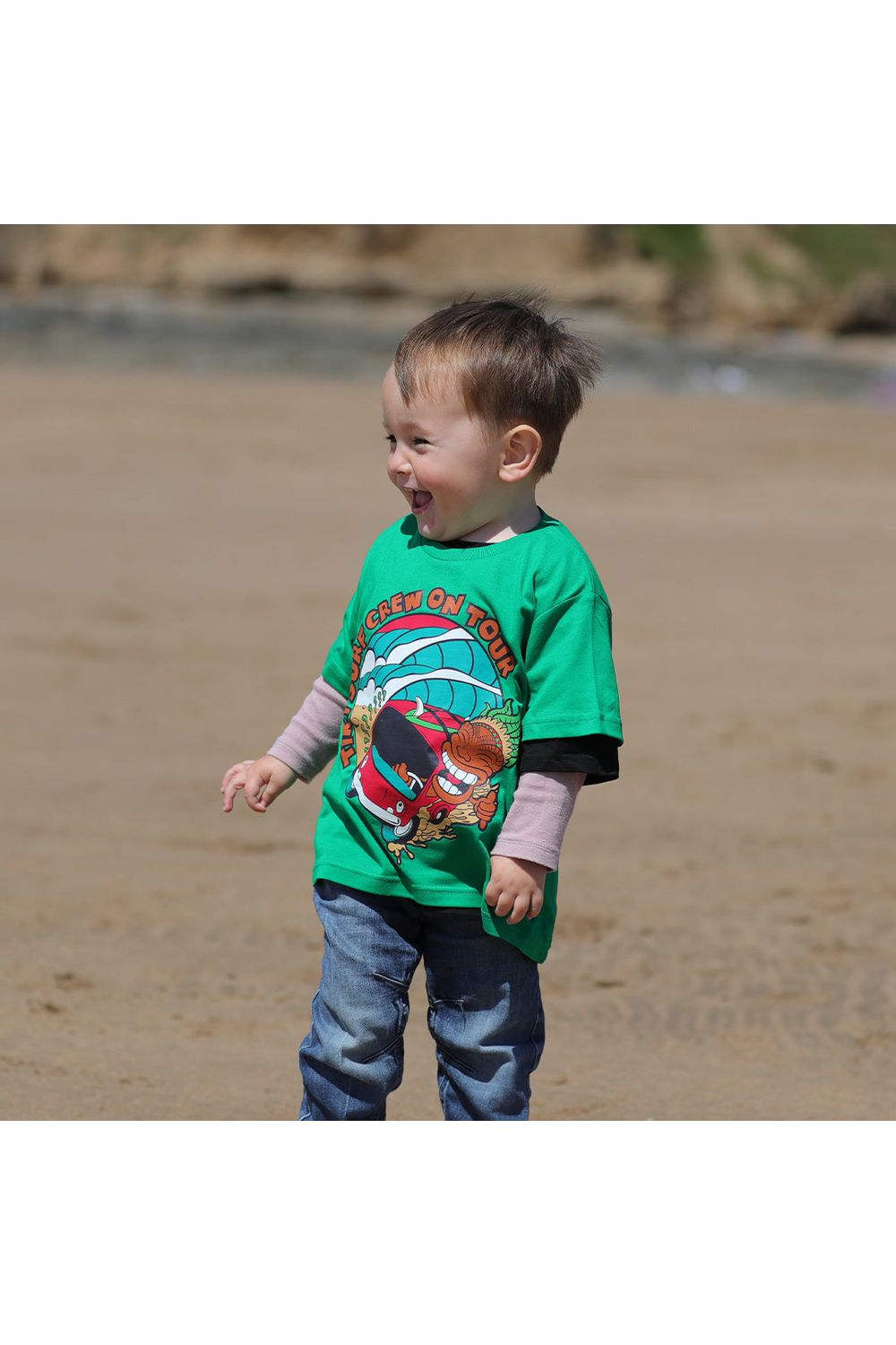 Tiki Crew On Tour Youth Short Sleeve T-Shirt Bottle Green