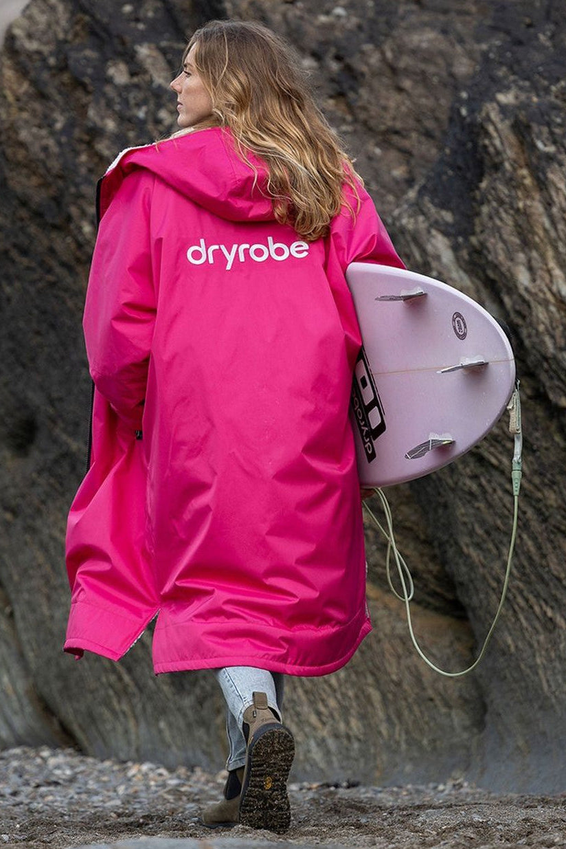 Dryrobe Advance Adult Long Sleeve Changing Robe Pink Light Grey