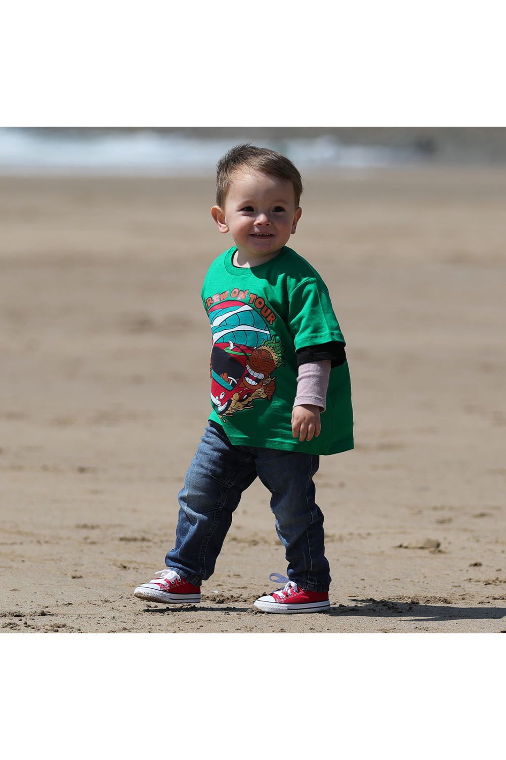 Tiki Crew On Tour Youth Short Sleeve T-Shirt Bottle Green