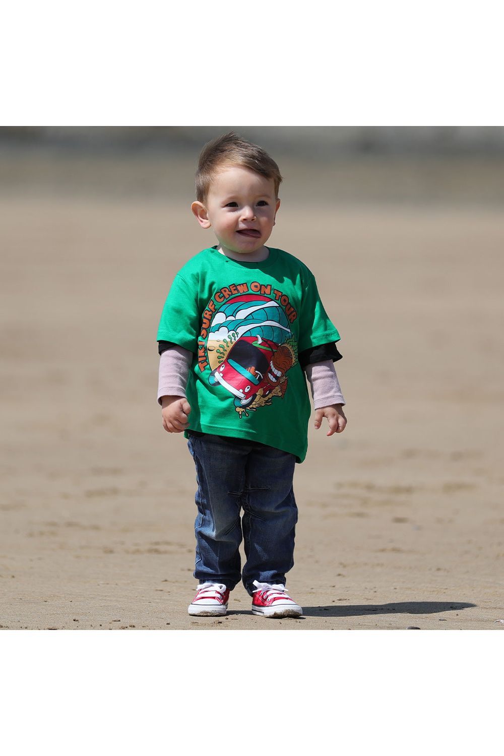 Tiki Crew On Tour Youth Short Sleeve T-Shirt Bottle Green