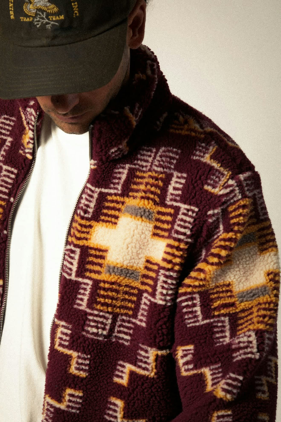 Brixton Arctic Fleece Mock Neck Jacket Light Cabernet