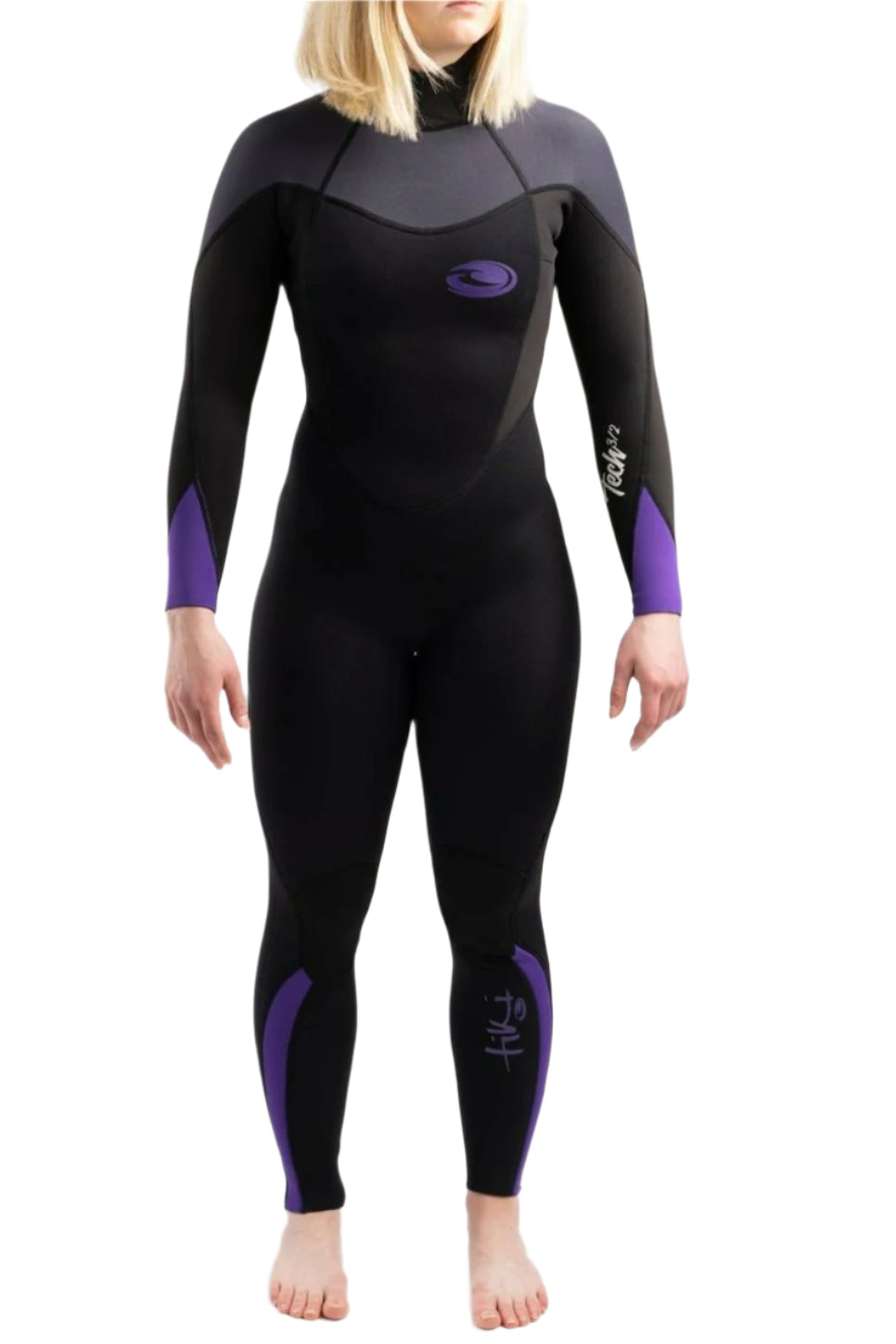 Tiki Tech Women's 3/2 Back Zip Wetsuit In Black & Purple