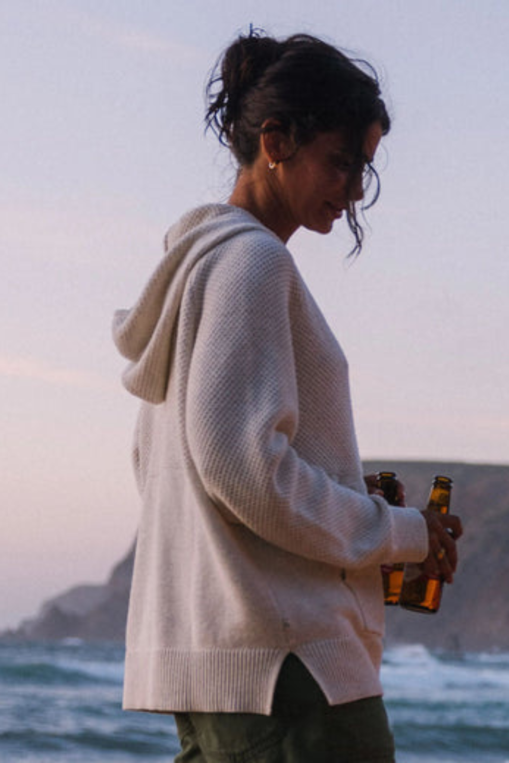 Passenger Cove Organic Cotton Knitted Hoodie Off White