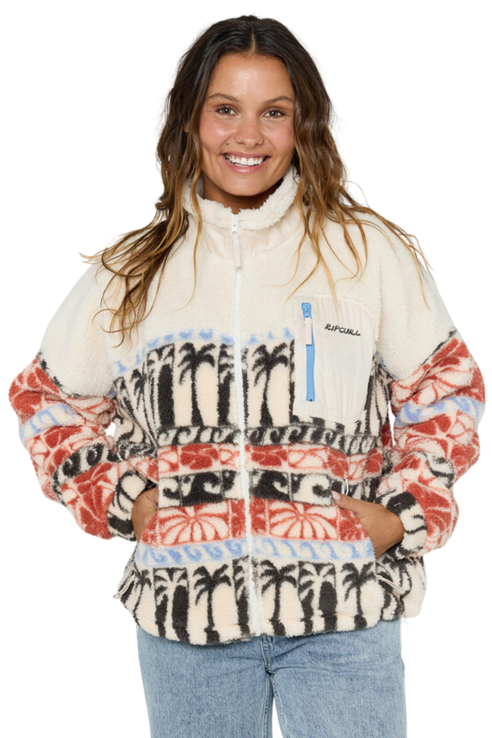Rip Curl Oceanic Zip Thru Polar Fleece Beige