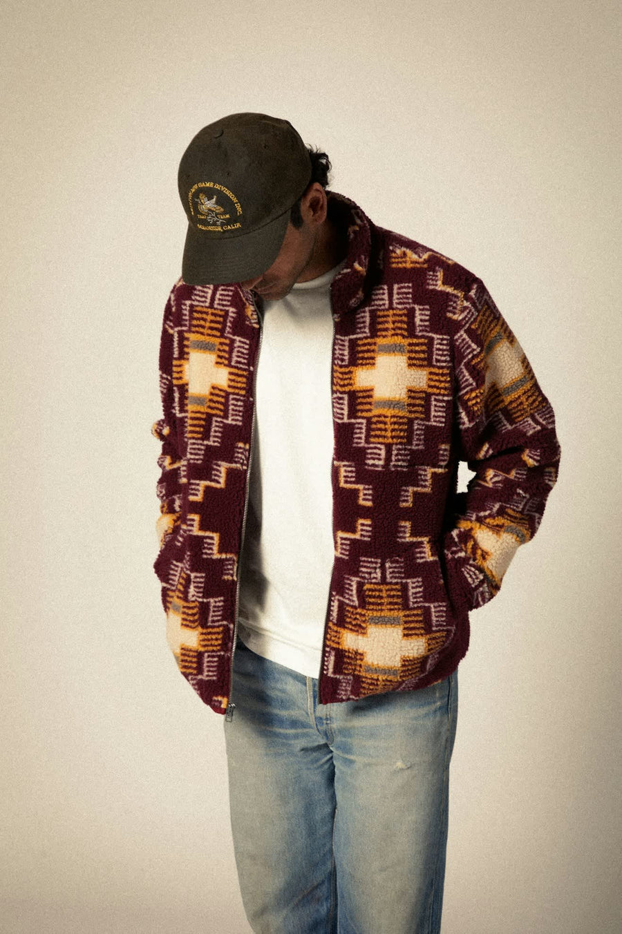 Brixton Arctic Fleece Mock Neck Jacket Light Cabernet