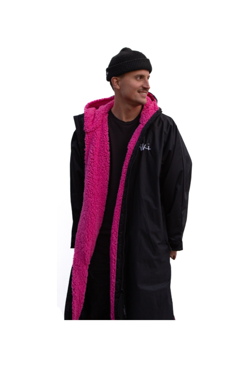 Tiki Tech Robe Black With Pink Lining