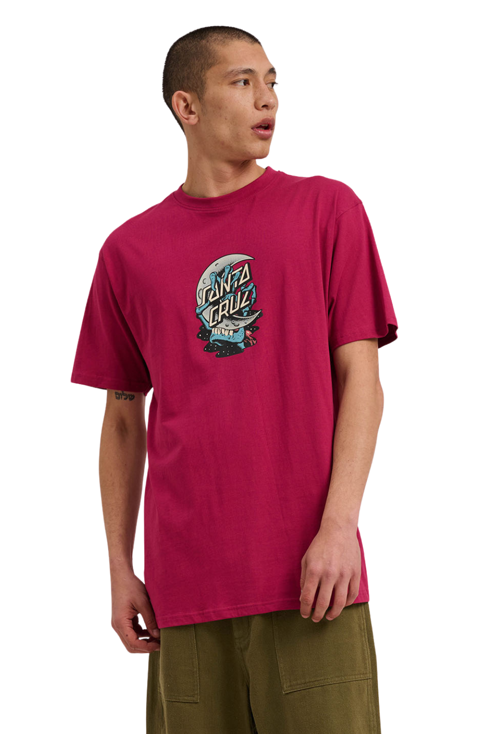 Santa Cruz Crescent Bone Hand T-Shirt Burgundy