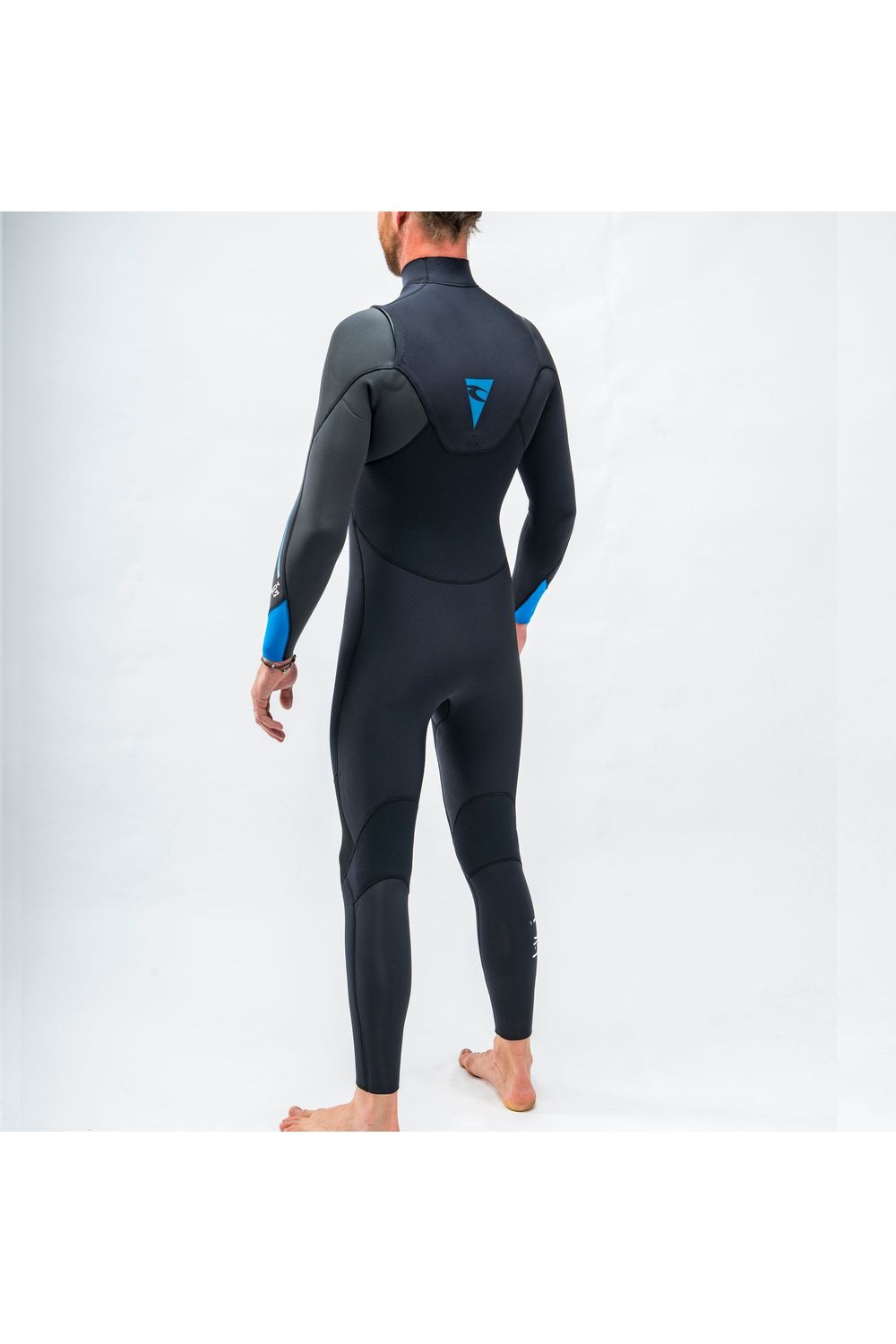 Mens Tech 3/2 GBS Steamer Wetsuit Chest Zip Black Blue