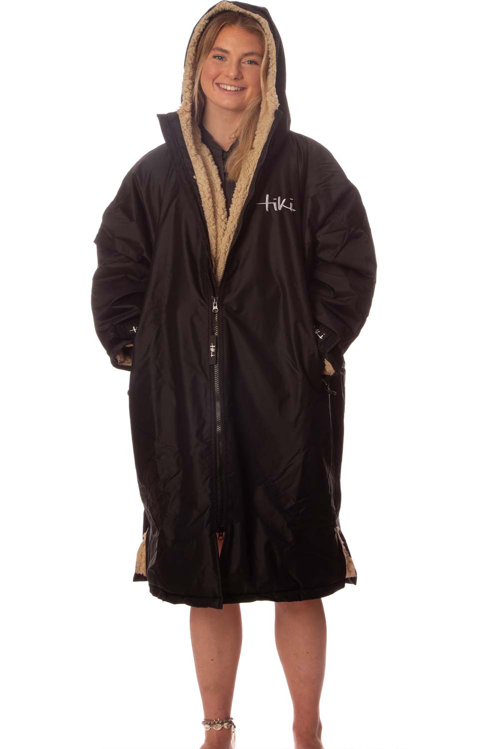 Tiki Tech Robe Black With Taupe Lining