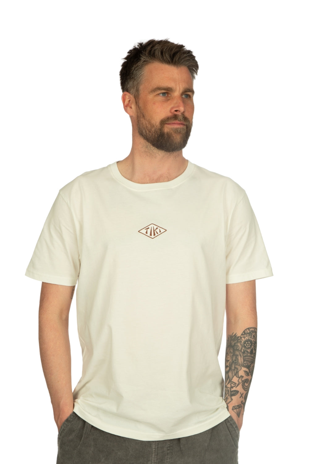 Tiki Retro Shark T-Shirt White Wash