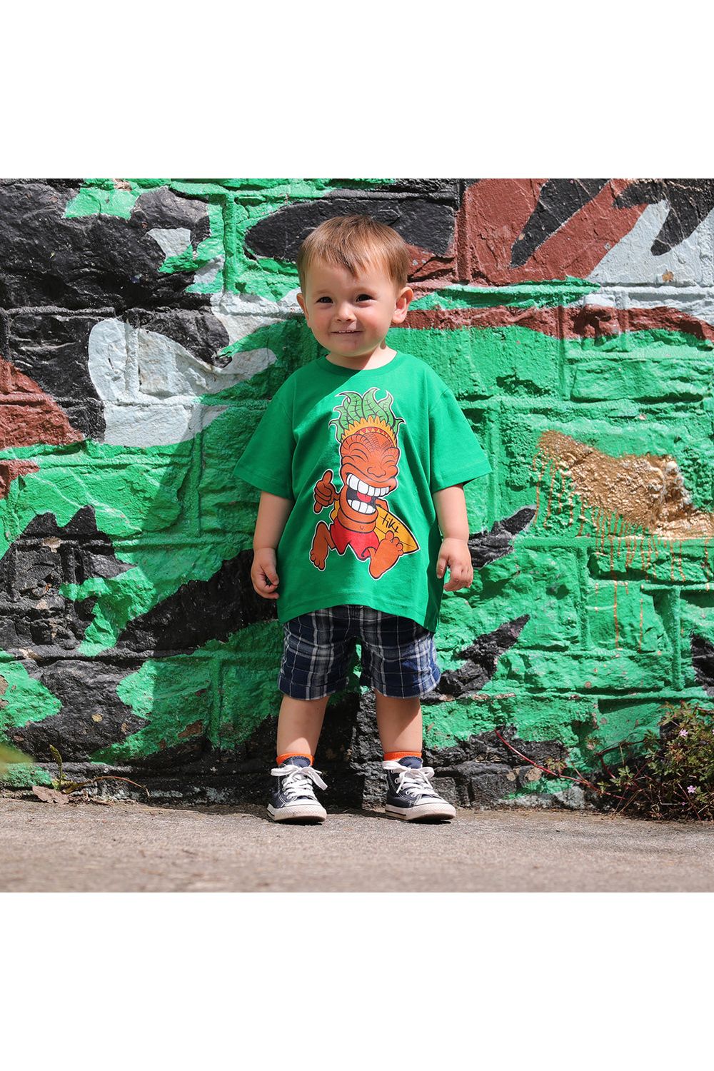 Tiki Man Youth Short Sleeve T-Shirt Kelly Green