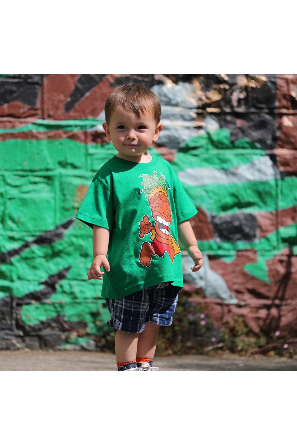 Tiki Man Youth Short Sleeve T-Shirt Kelly Green