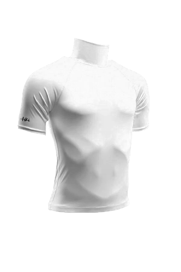 Tiki Adult Rash Vest Short Sleeve With Logo White