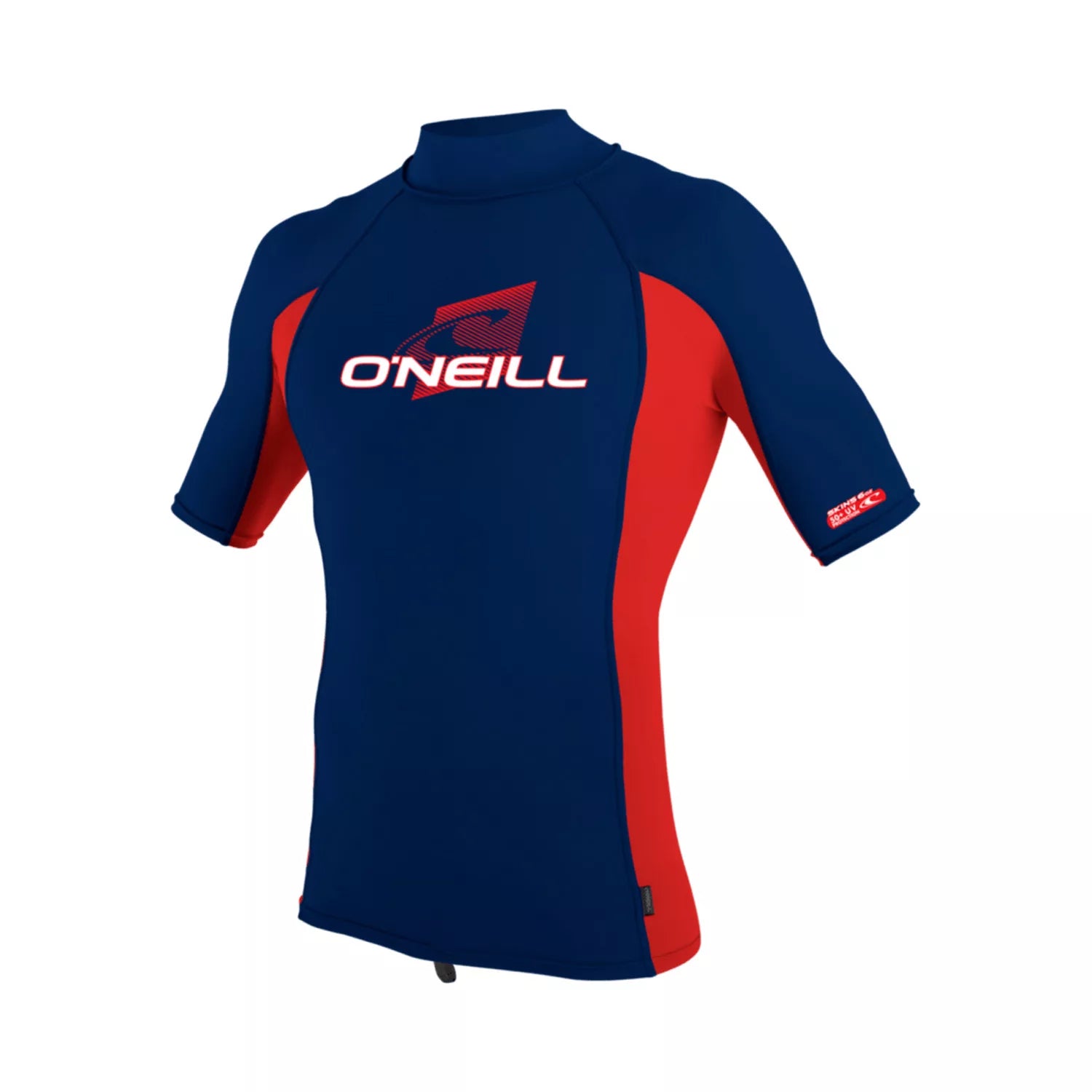 O'Neill Youth Premium Skins Short Sleeve Rash Guard Turtleneck Navy/Red/Navy