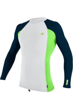 O'Neill Premium Skins Ls Rash Guard Wetsuit White Dayglo Abyss