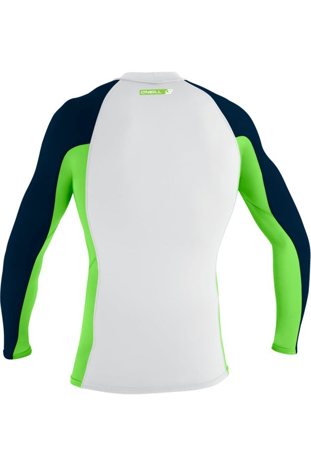 O'Neill Premium Skins Ls Rash Guard Wetsuit White Dayglo Abyss