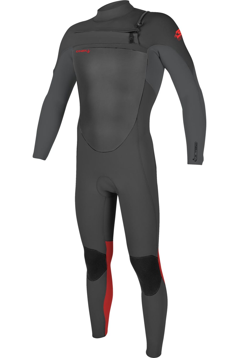 O'Neill Youth Epic Wetsuit 4/3 Chest Zip Wetsuit In Graphite Red