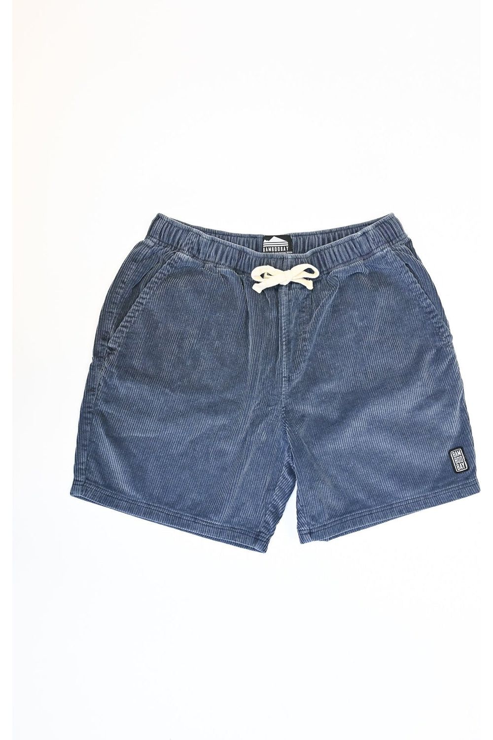Bamboobay Cord Shorts in navy studio image showing full front