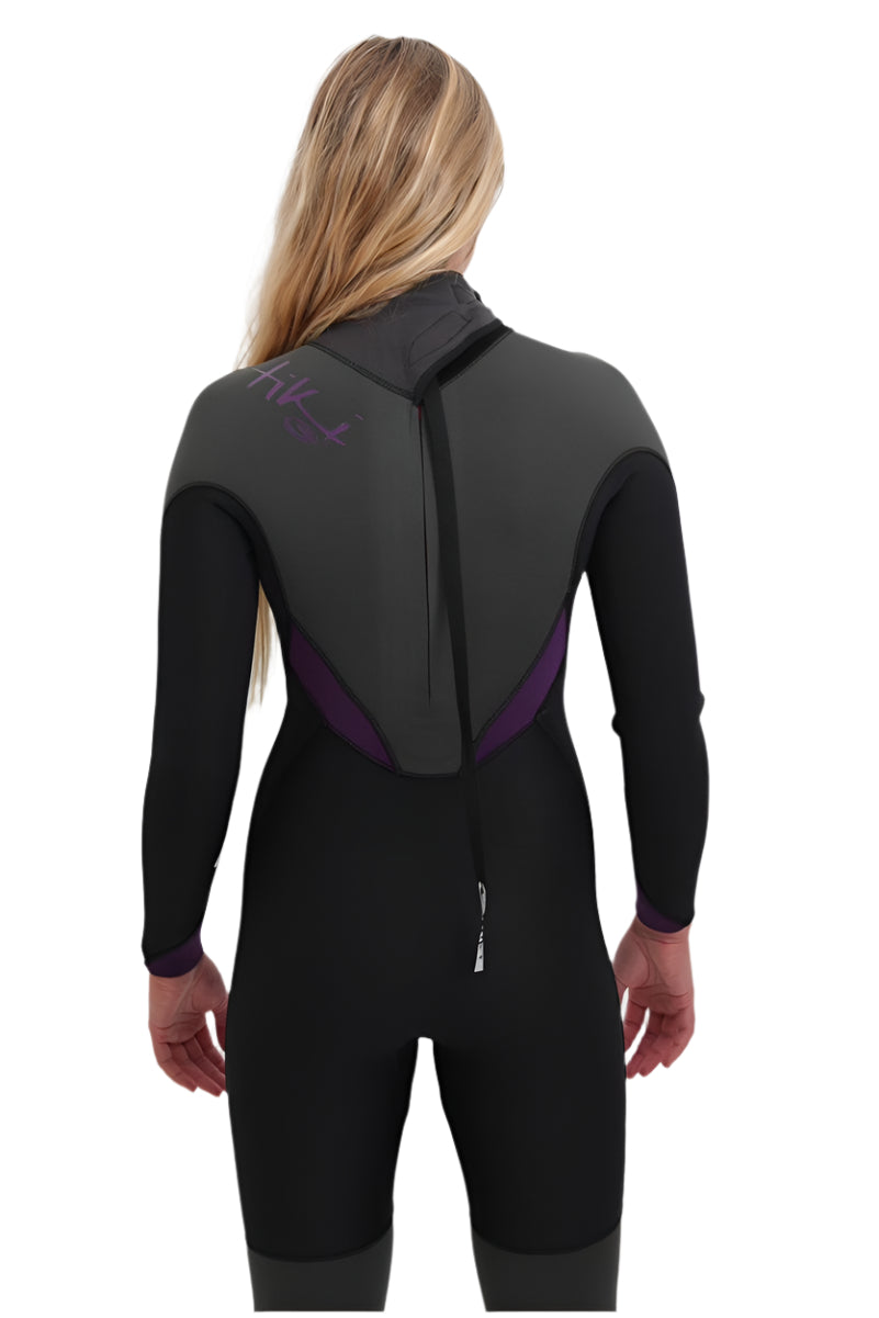 Tiki Ladies Tech 4/3 Wetsuit GBS - Back Zip - Black/Mulberry