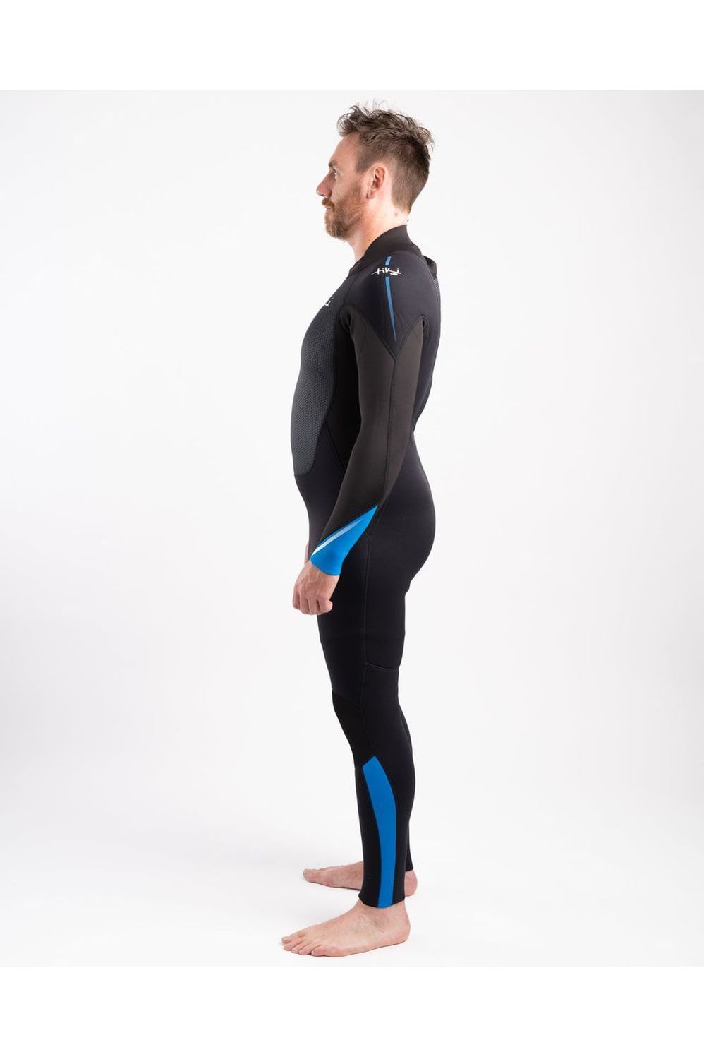 Tech Mens 3/2 Steamer Wetsuit Back Zip In Black & Blue