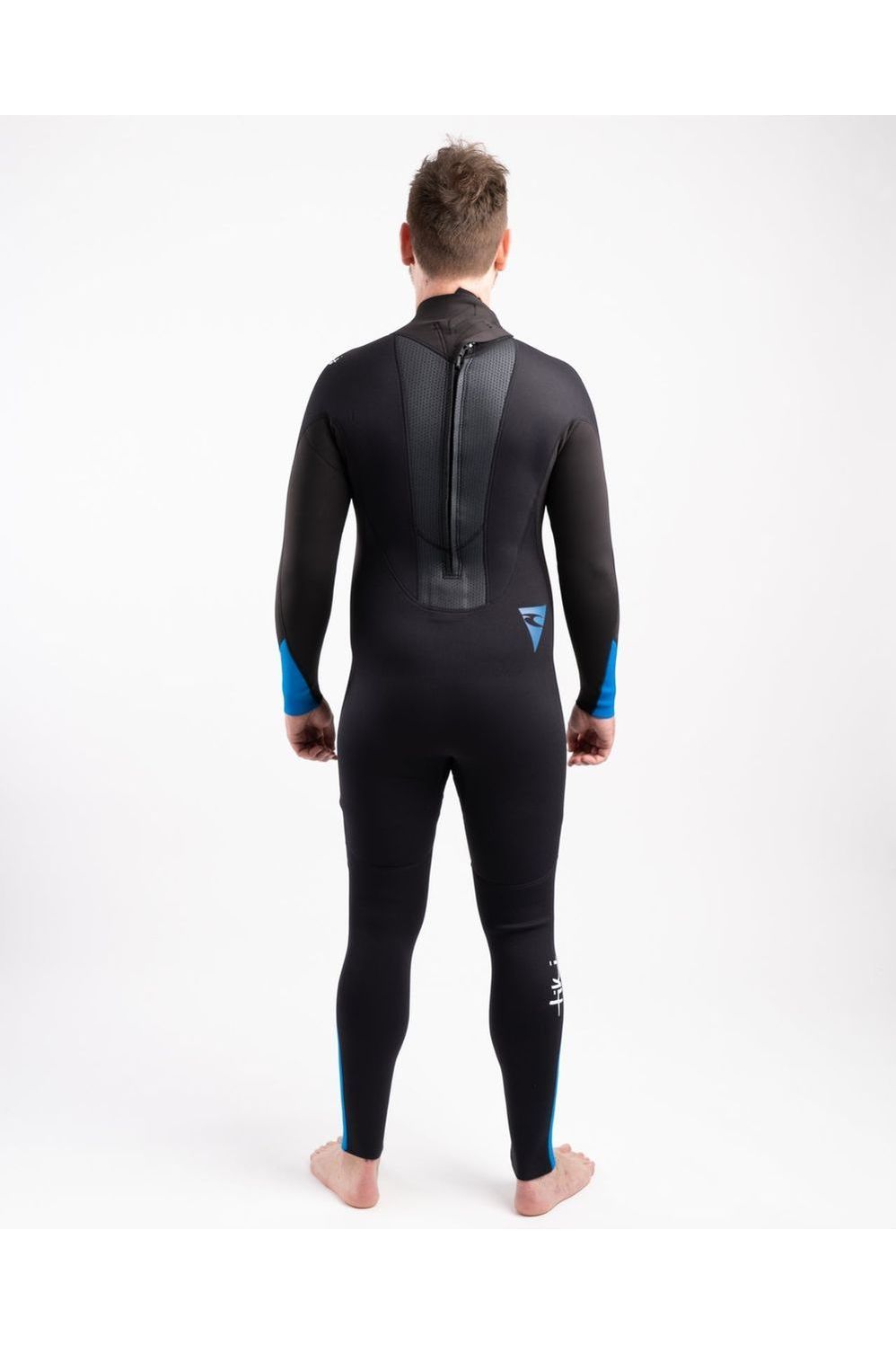 Tech Mens 3/2 Steamer Wetsuit Back Zip In Black & Blue
