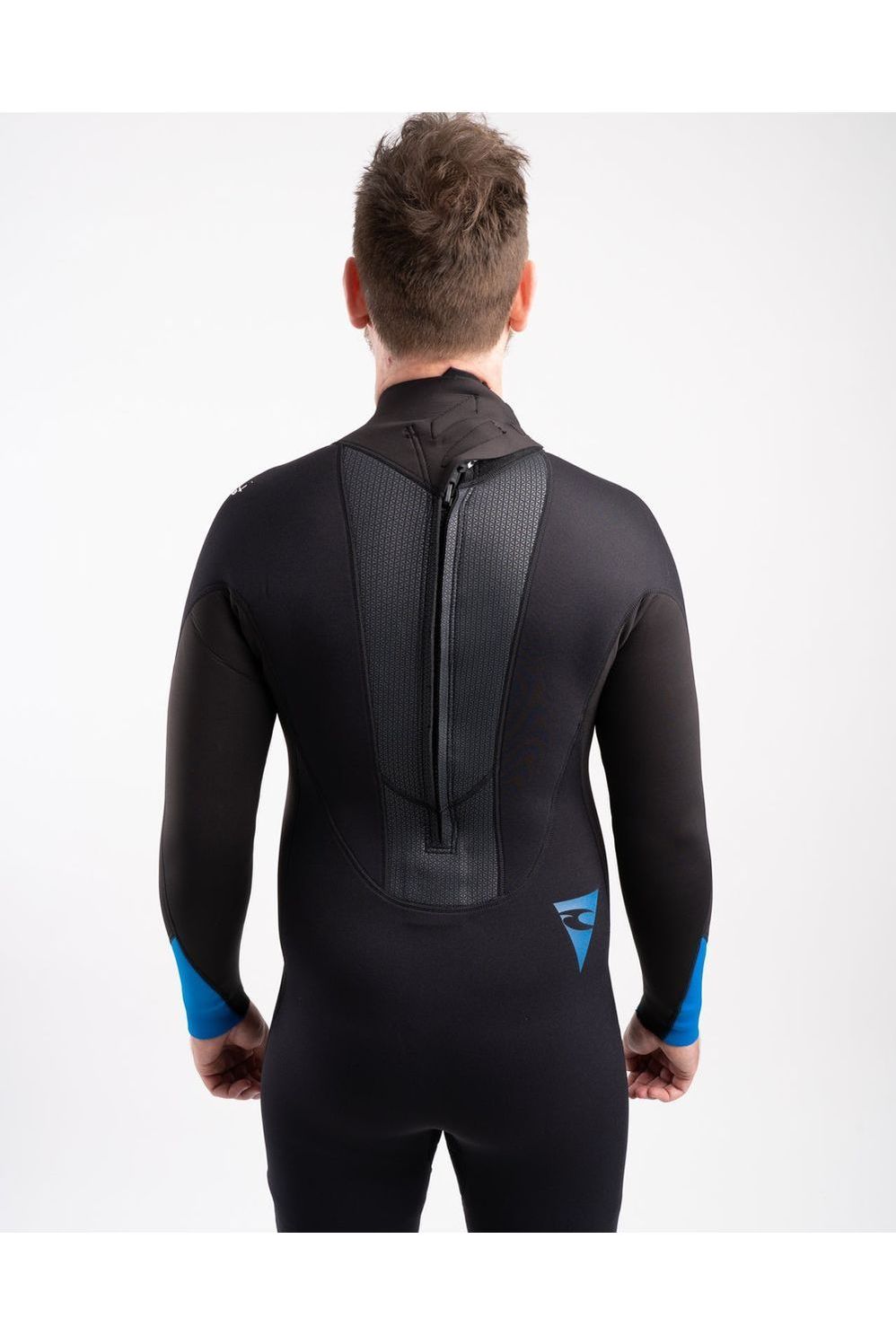Tech Mens 3/2 Steamer Wetsuit Back Zip In Black & Blue
