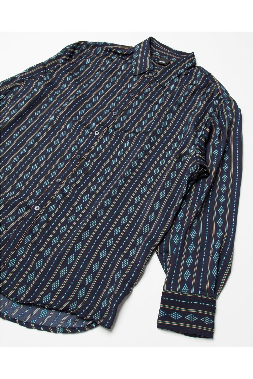 Quiksilver Diamond Stripe Long Sleeve Navy Shirt