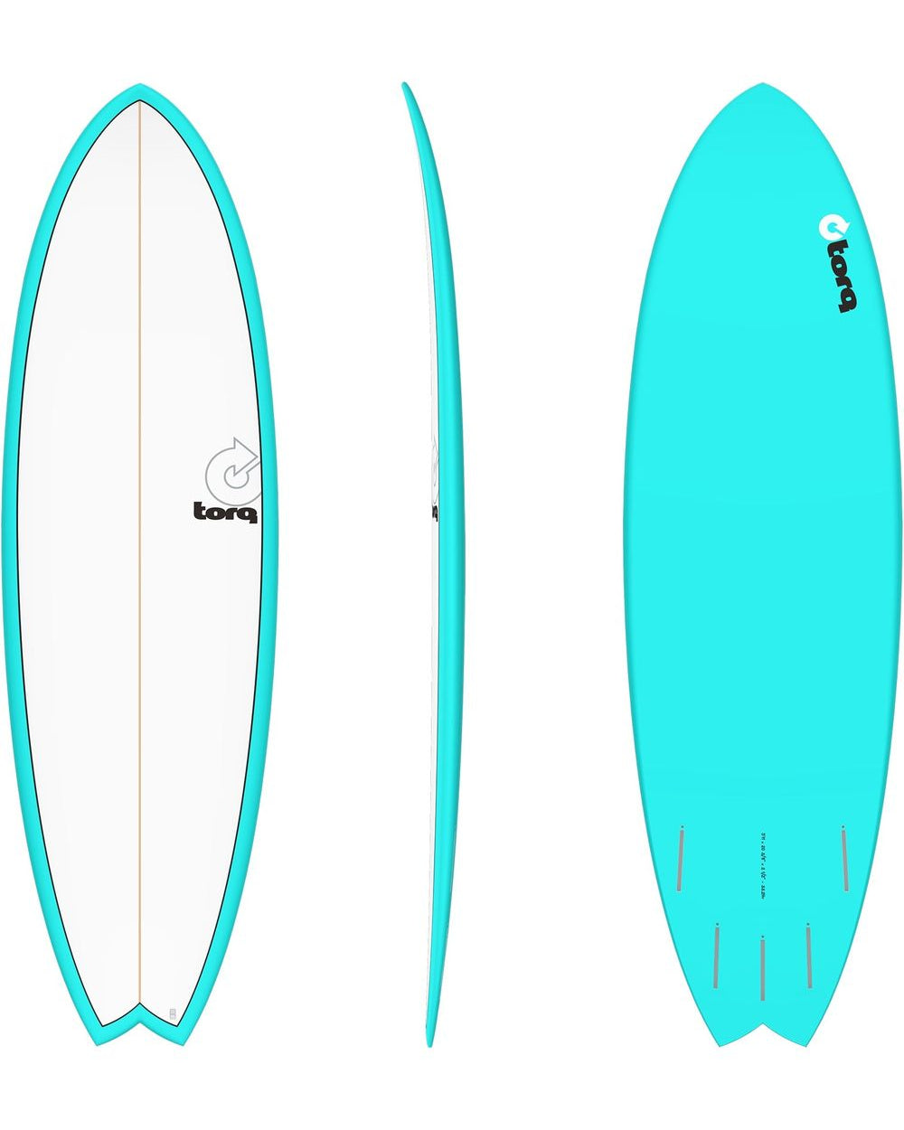 Torq TET Mod Fish Surfboard in Pinline Miami Blue